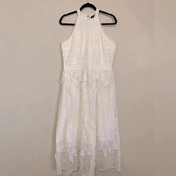 Bloomingdales Aqua- Midi lace halter dress